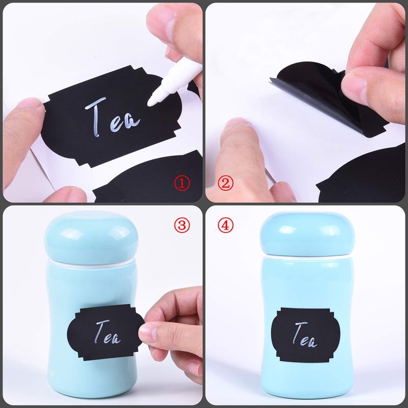Wisdompro Chalkboard Labels, 190 Pcs Waterproof, Reusable & Removable Blackboard Stickers for Storage Bins, Food Container, Mason Jars, Bottles - 2 Sizes - Image 4